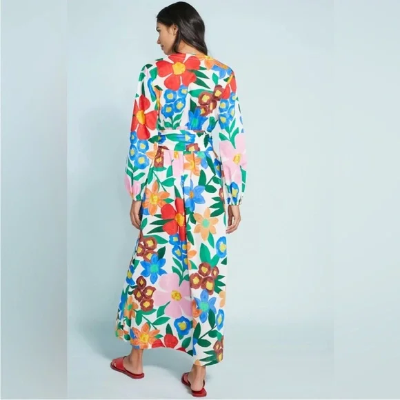 Mara Hoffman Luna Flora Maxi Dress Size Large L FLAWS - Picture 3 of 11